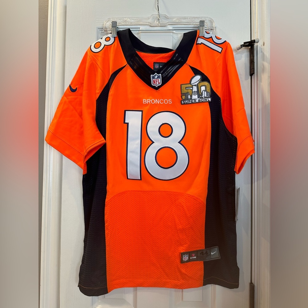 Brand new never worn Nike Denver Broncos # 18 P Manning Super Bowl 50 jersey